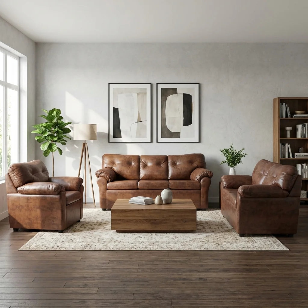 Living América 321 - Cuero Sintético Pu Caramelo