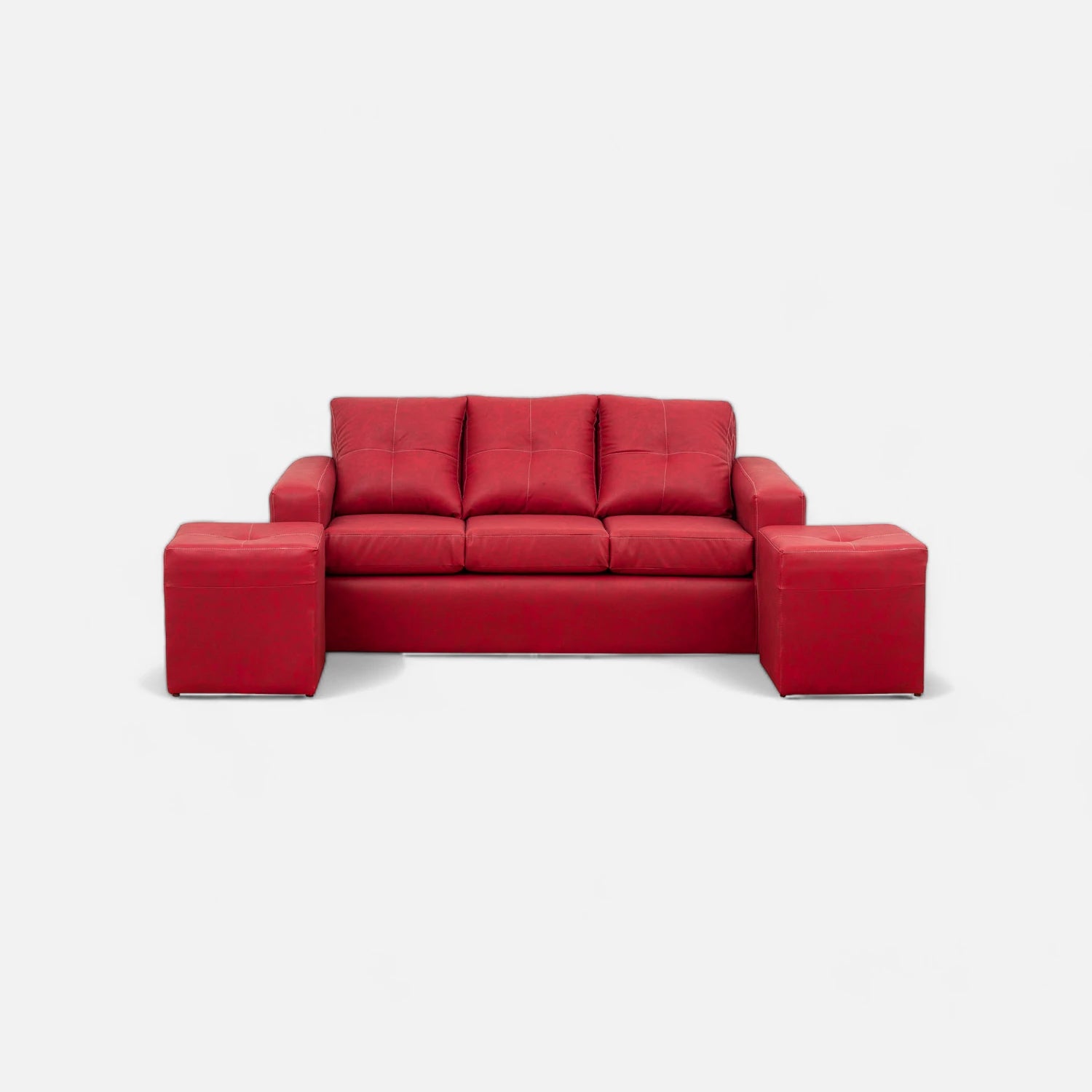 Living Emilia 3 Cuerpos Y 2 Poufs - Cuero Sintético Auris Burdeo