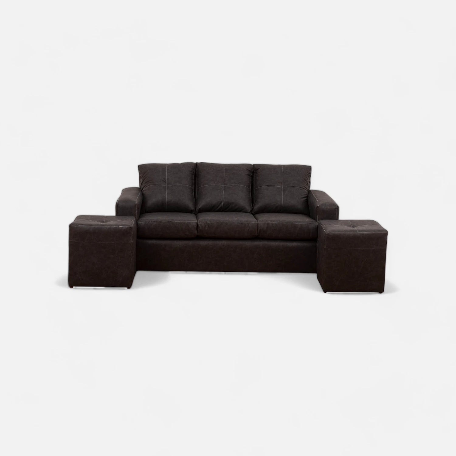 Living Emilia 3 Cuerpos Y 2 Poufs - Cuero Sintético Auris Negro