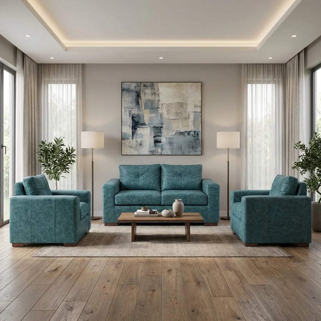 Living Franco 211 - Cuero Sintético Auris Azul Petróleo