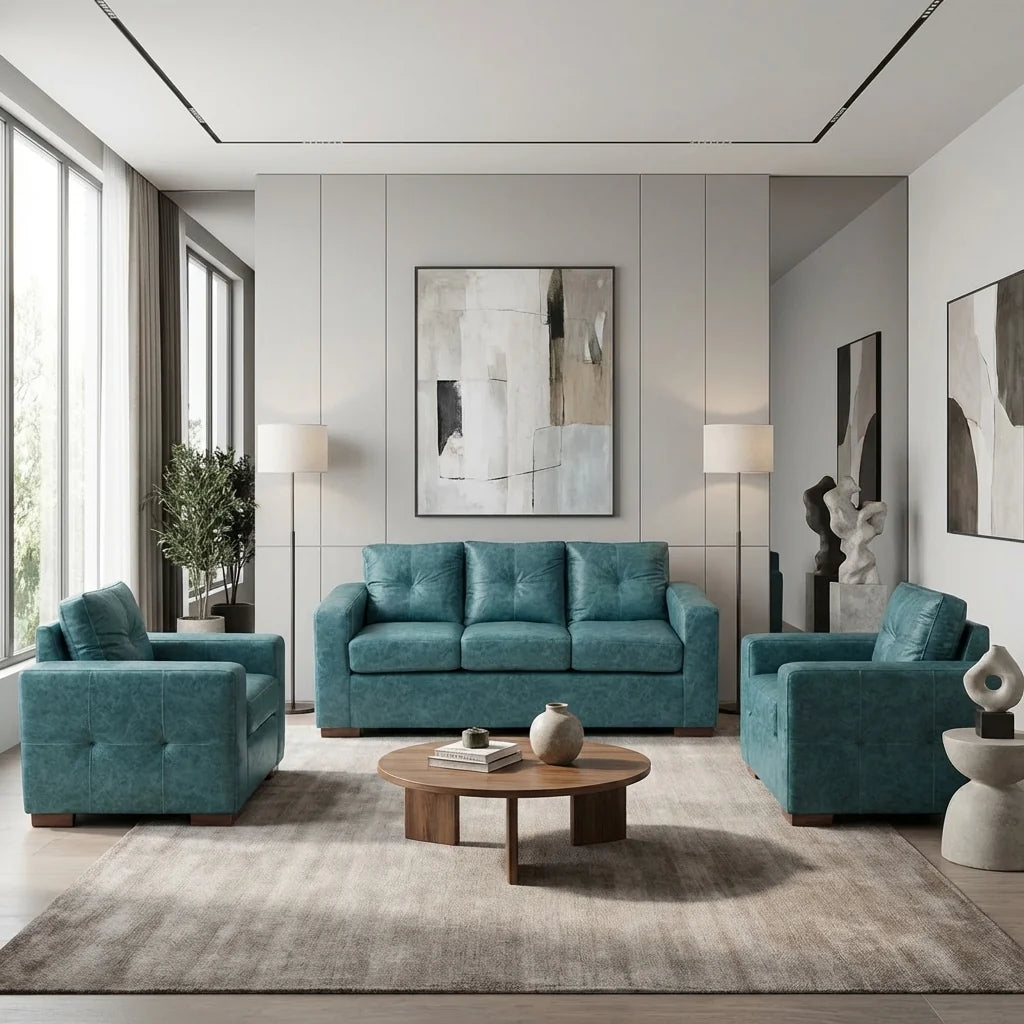 Living Franco 311 - Cuero Sintético Auris Azul Petróleo