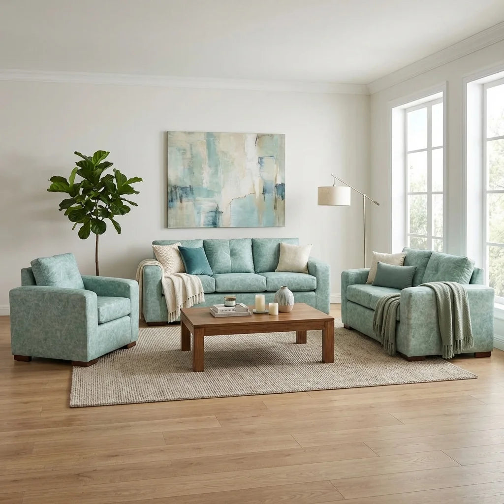 Living Franco 321 - Cuero Sintético Auris Verde Agua