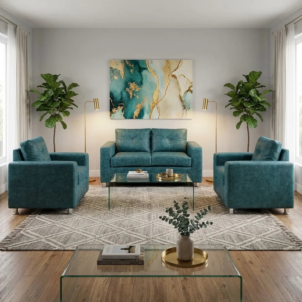 Living George 211 - Cuero Sintético Auris Azul Petróleo