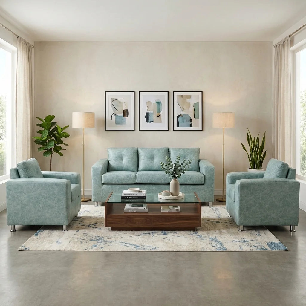 Living George 311 - Cuero Sintético Auris Verde Agua