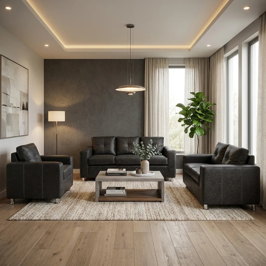 Living George 321 - Cuero Sintético Auris Negro