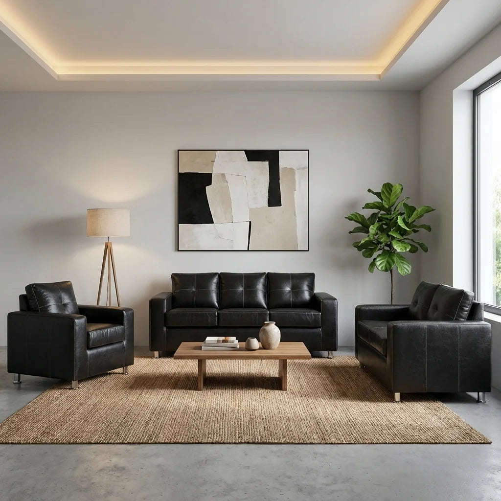 Living George 321 - Cuero Sintético Pu Negro