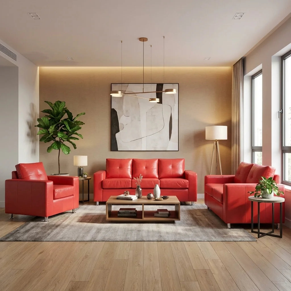 Living George 321 - Cuero Sintético Pu Rojo