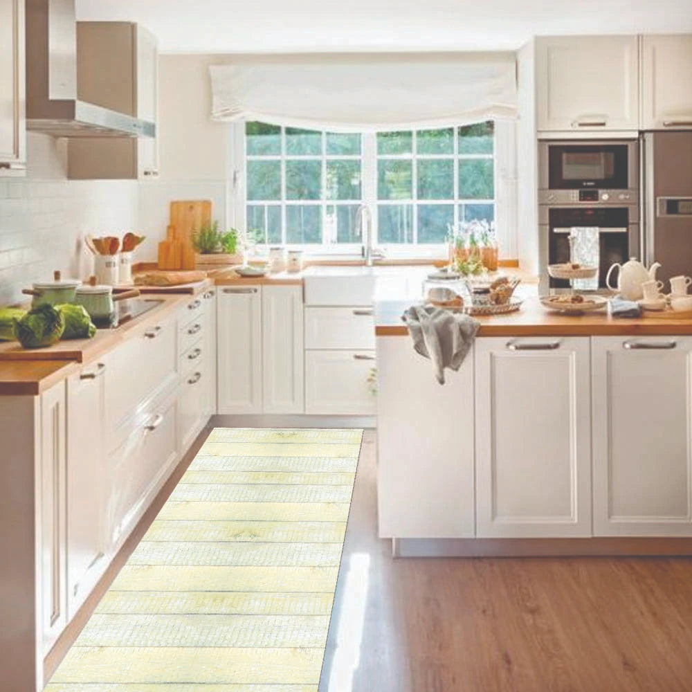 Alfombra Madera Vintage Amarilla