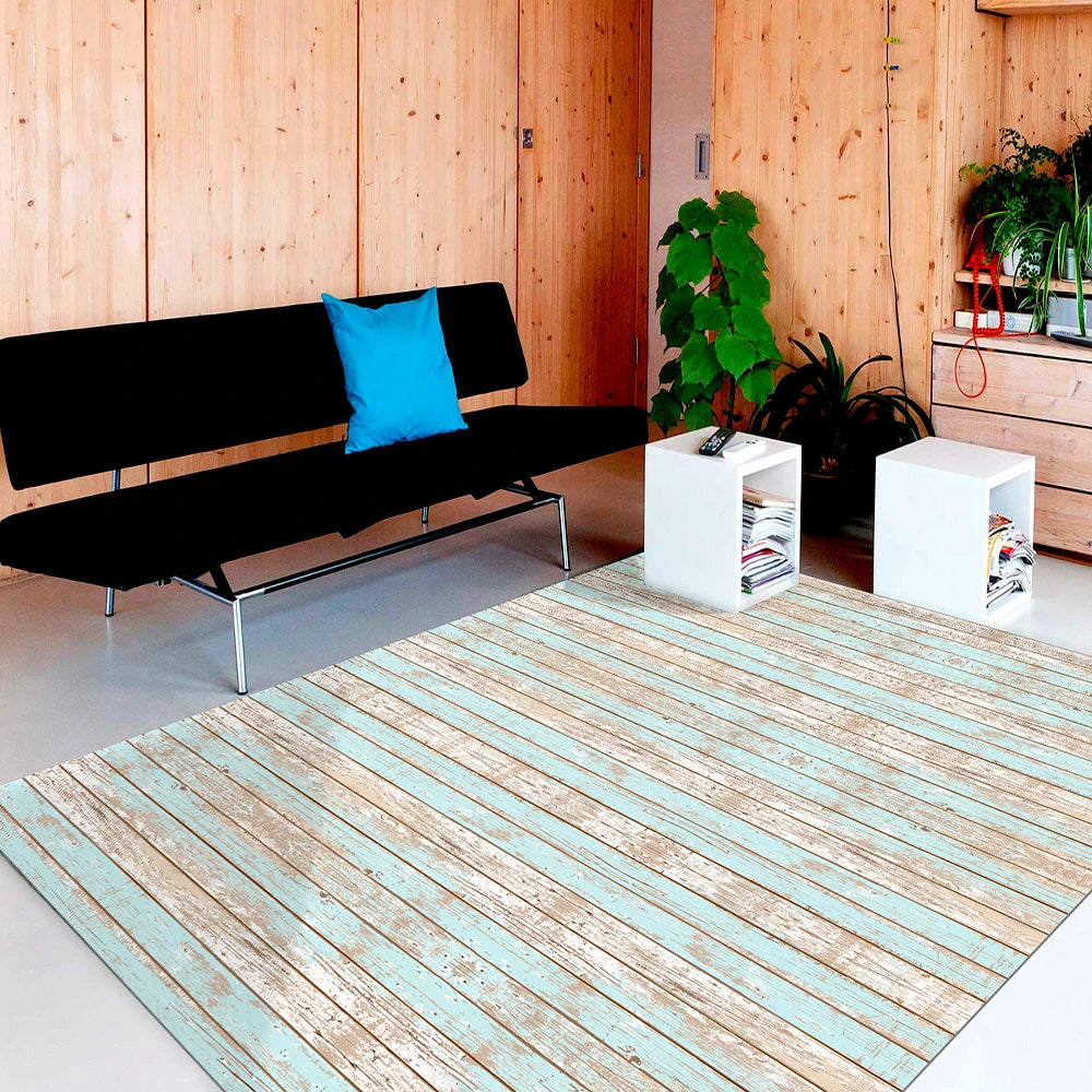 Alfombra Madera Vintage Azul