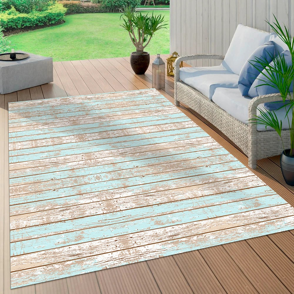 Alfombra Madera Vintage Azul