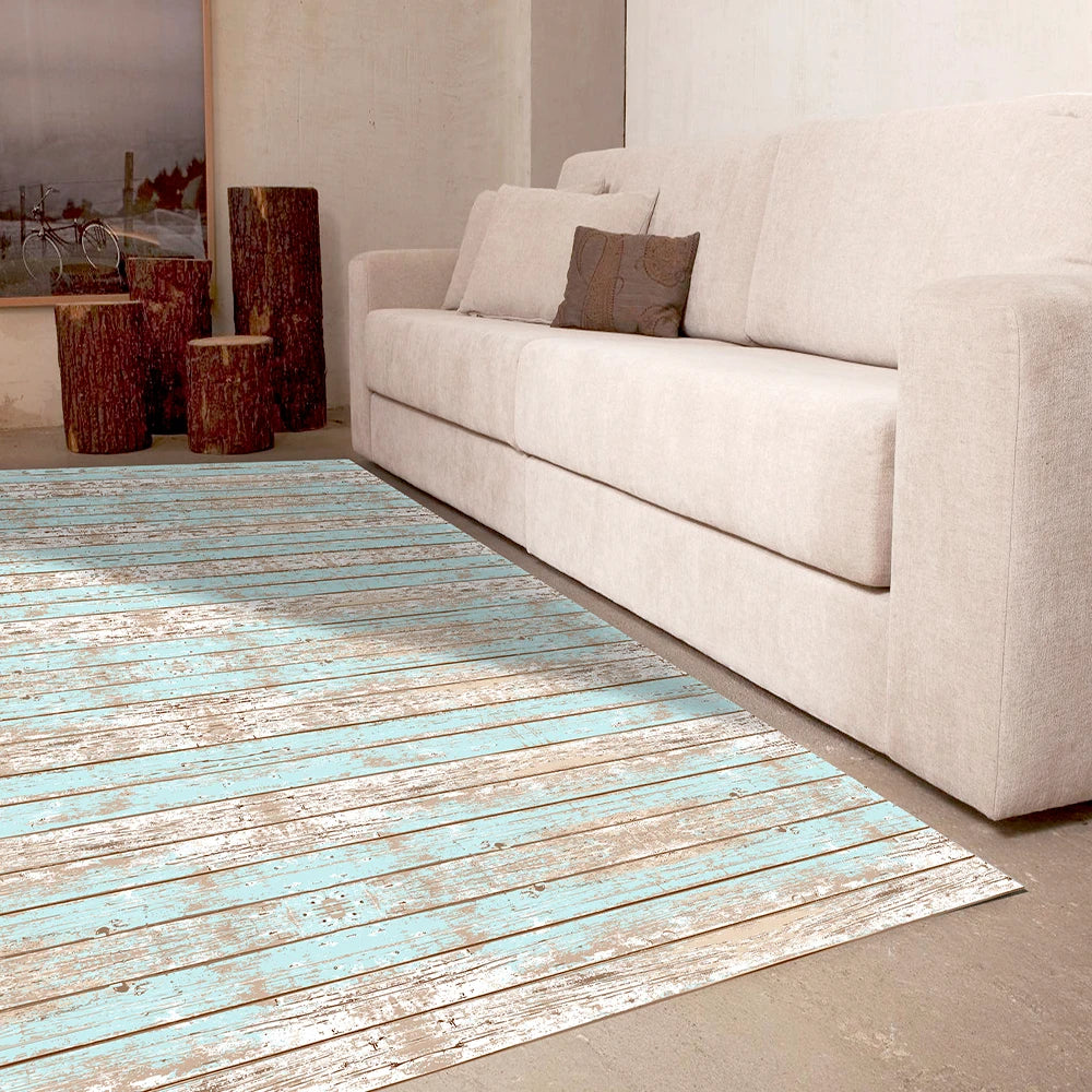 Alfombra Madera Vintage Azul