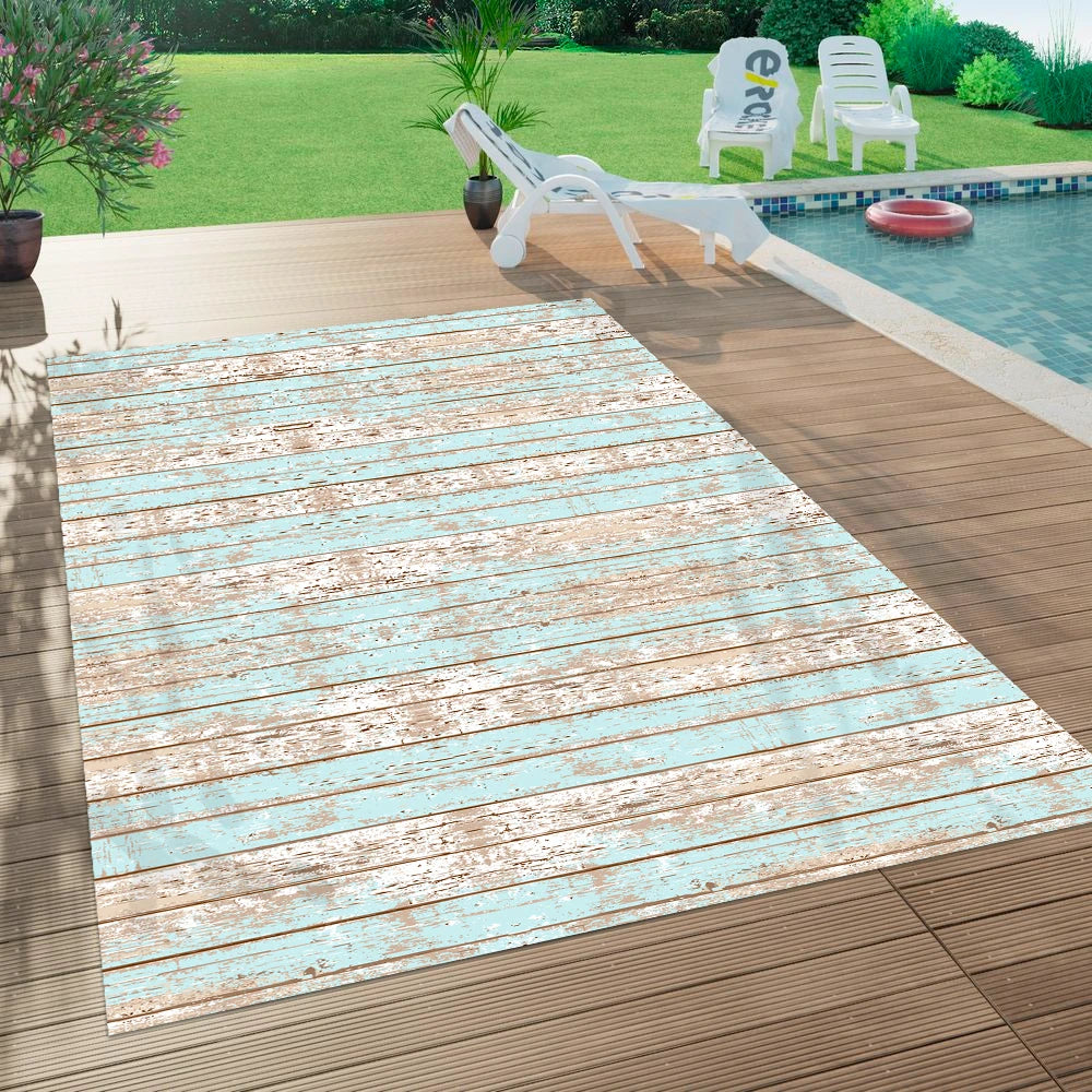 Alfombra Madera Vintage Azul