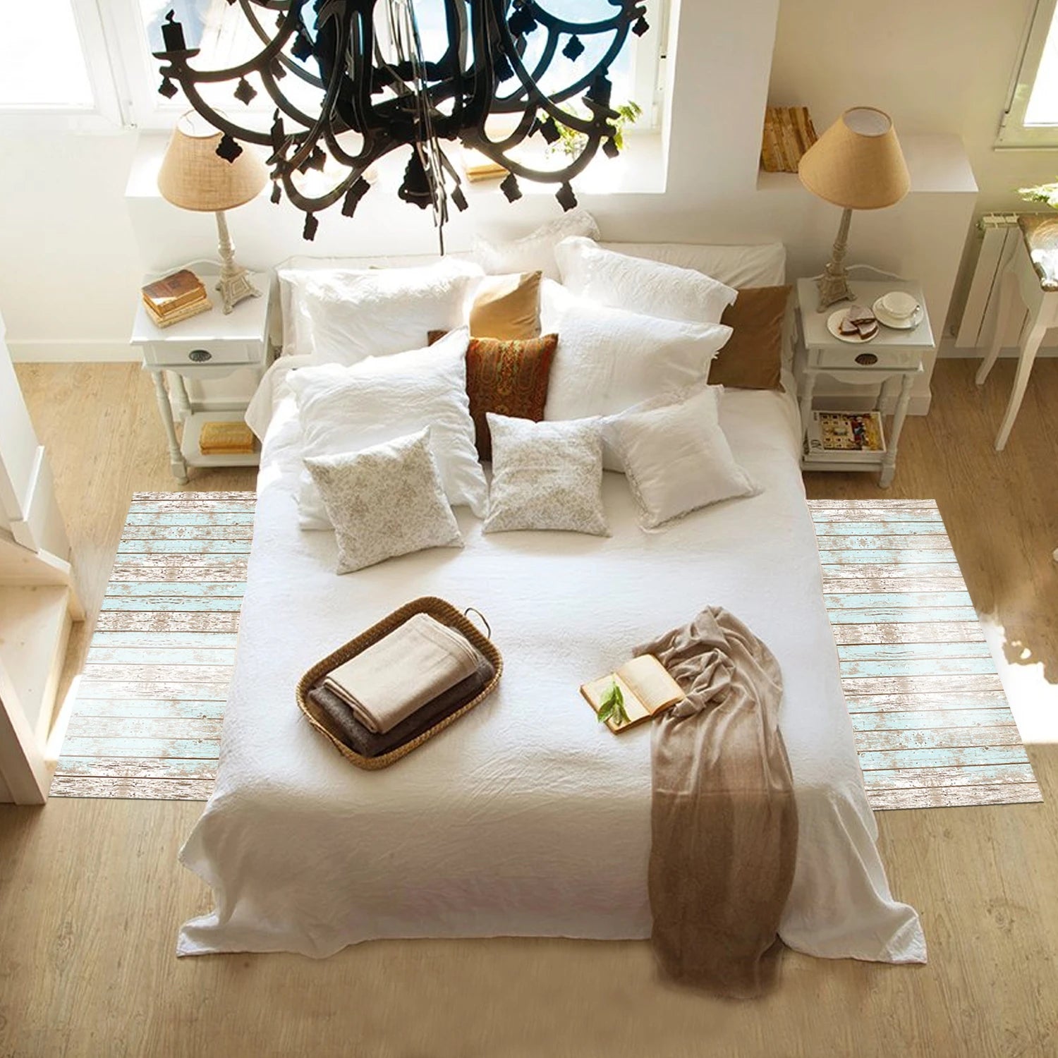 Alfombra Madera Vintage Azul