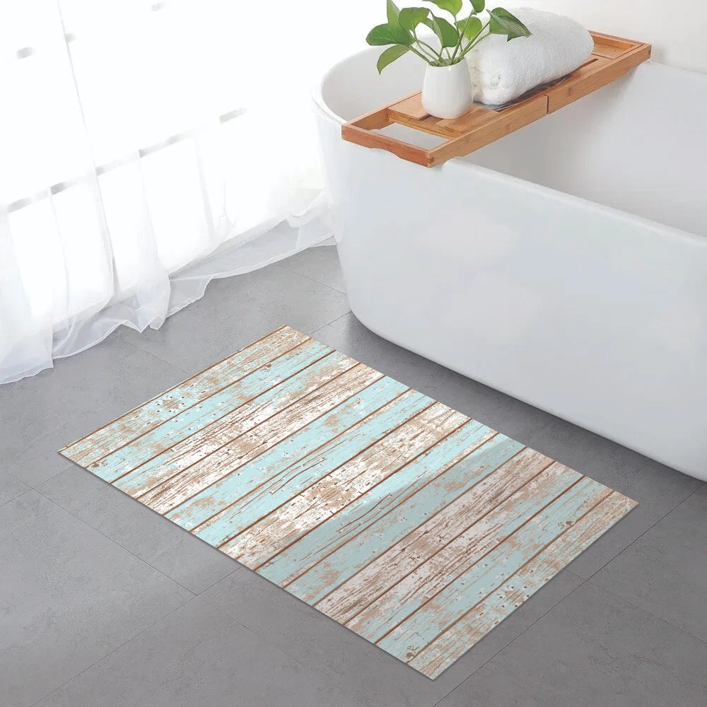 Alfombra Madera Vintage Azul