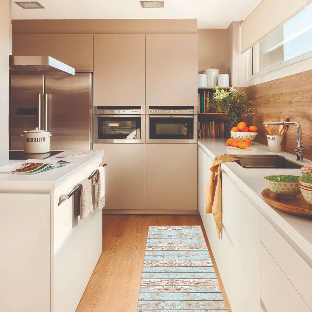 Alfombra Madera Vintage Azul