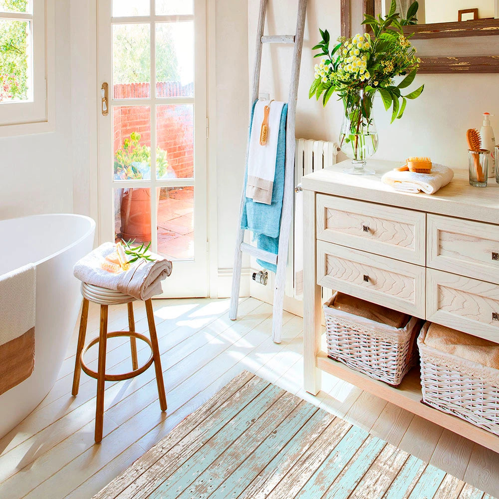 Alfombra Madera Vintage Azul