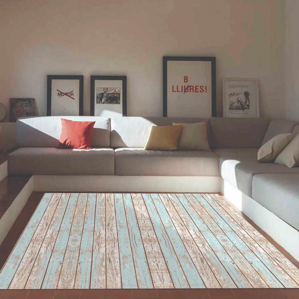 Alfombra Madera Vintage Azul