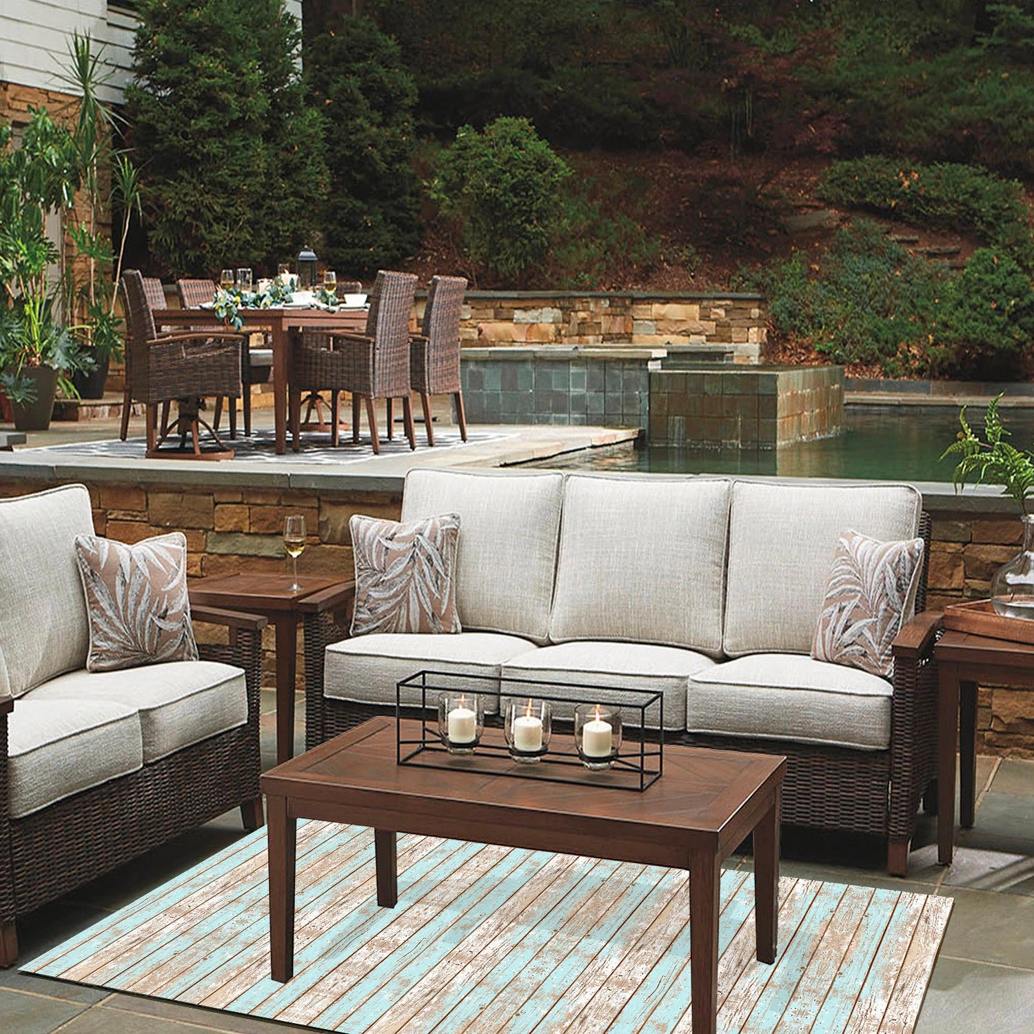 Alfombra Madera Vintage Azul