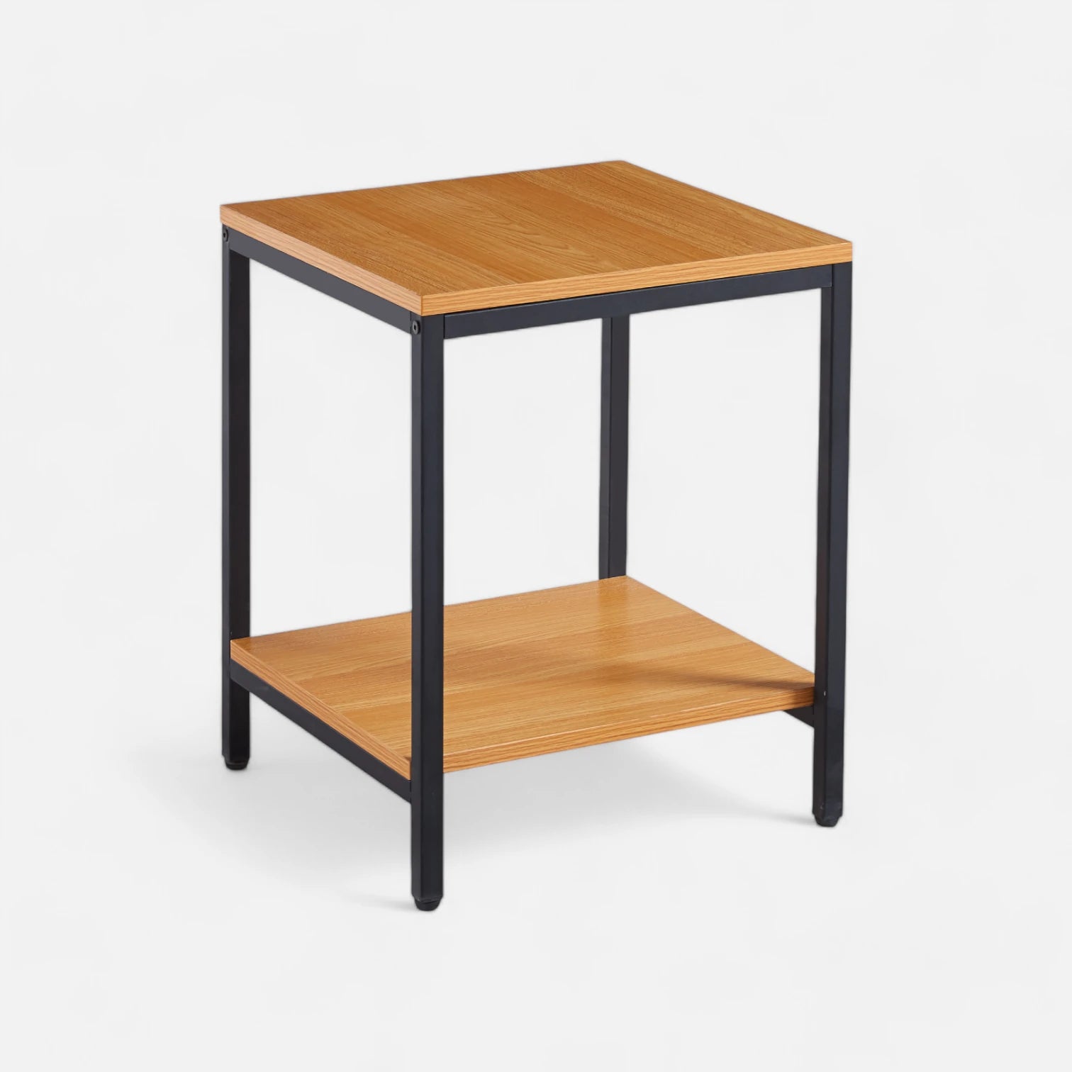 Velador Lateral de 2 Niveles - Madera Clara