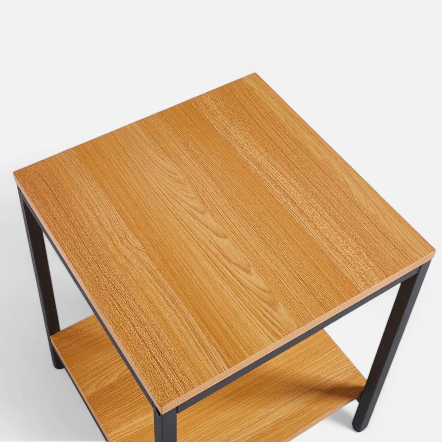 Velador Lateral de 2 Niveles - Madera Clara