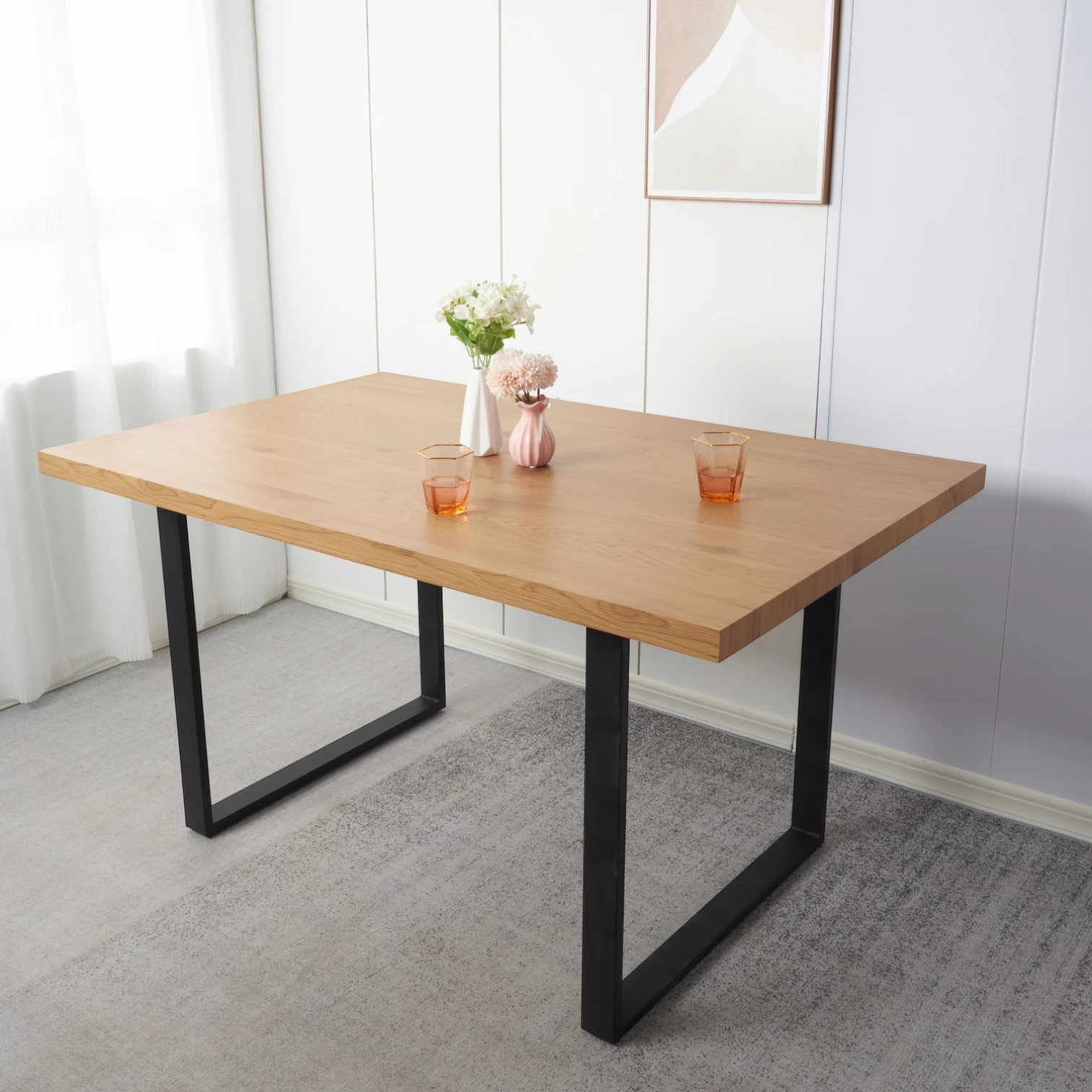 Mesa de Comedor Estilo Industrial 160x90 cm - Madera Clara
