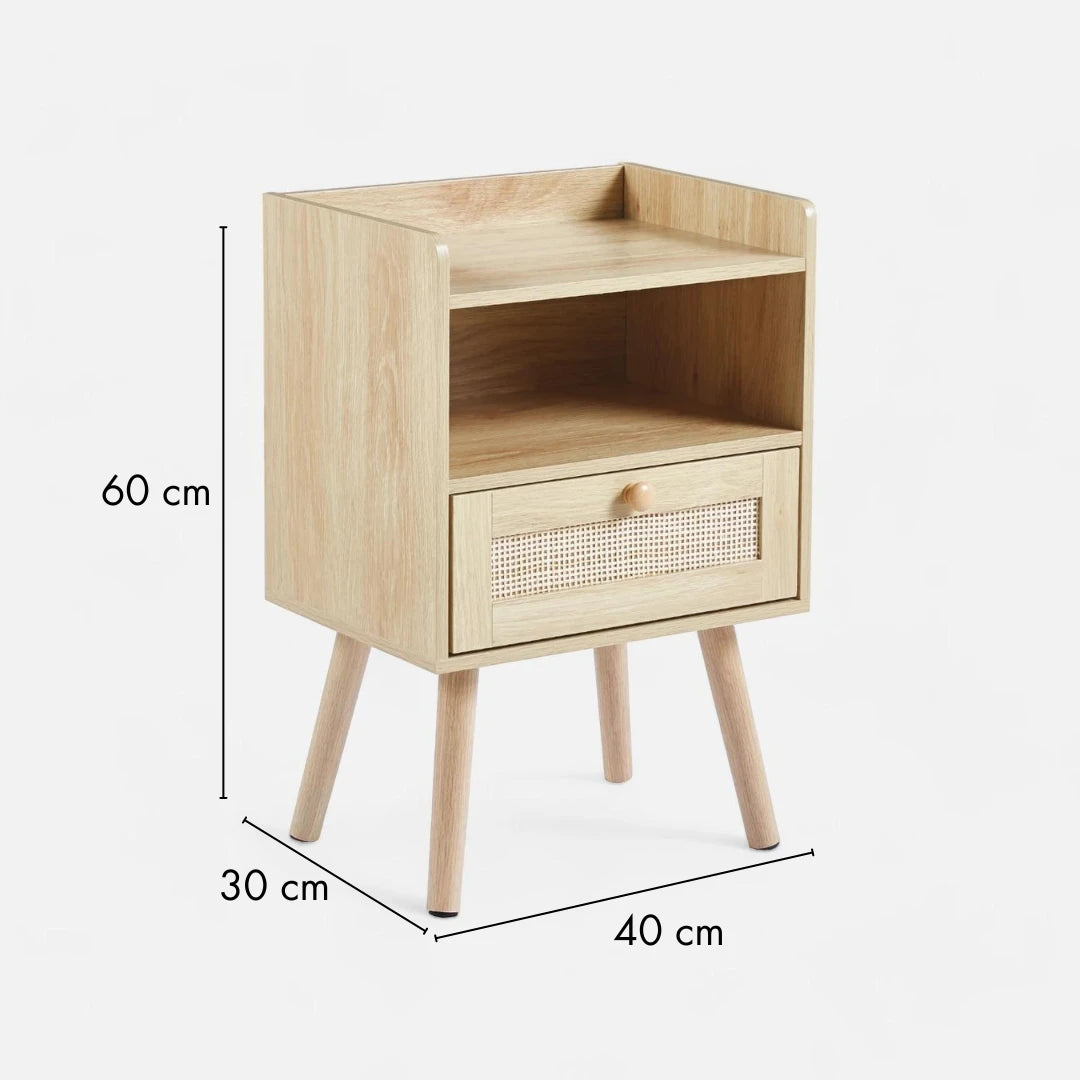 Velador Mesh Rattan con Cajon y Espacio