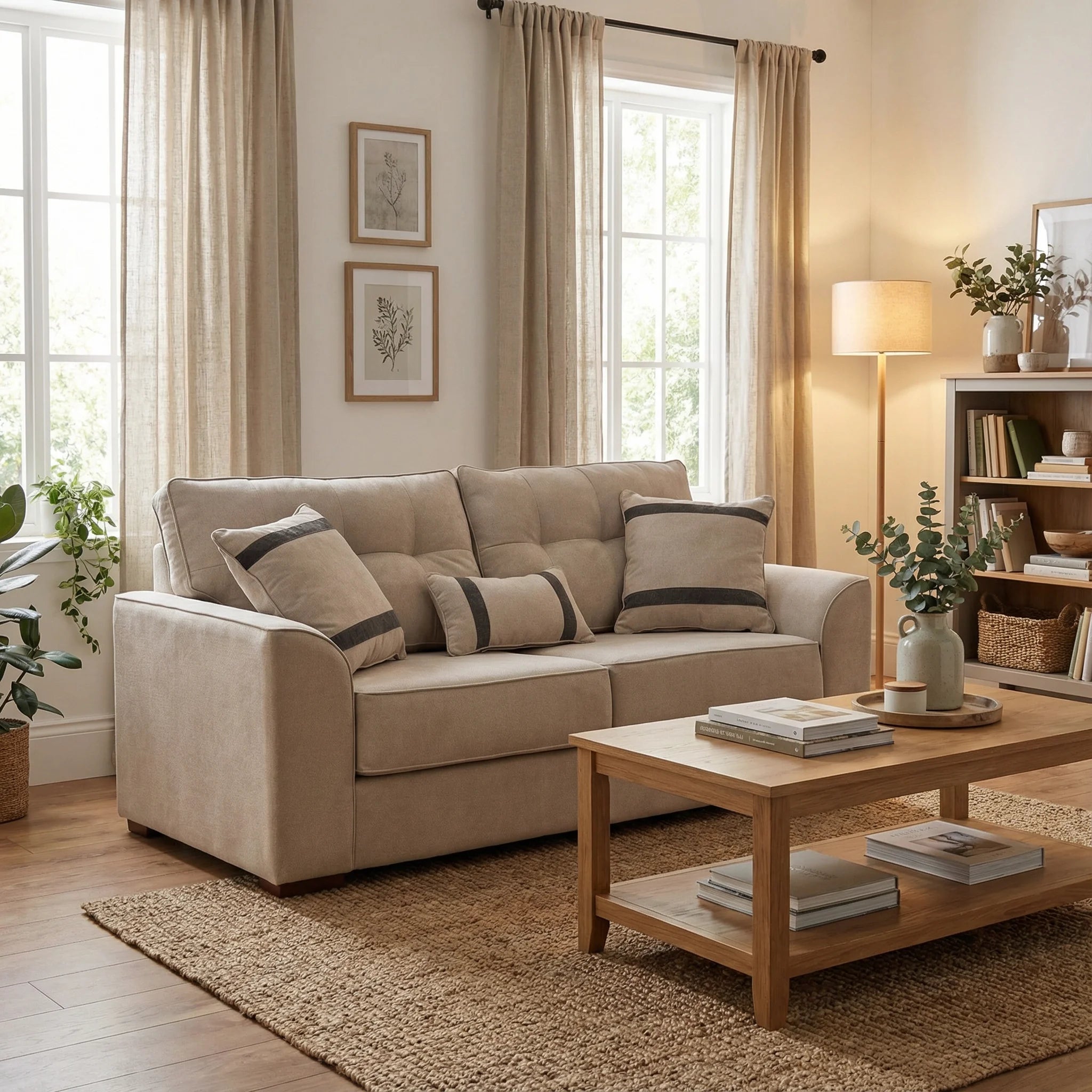 Sofá Monik 3 Cuerpos - Tela Lino Finesse Beige