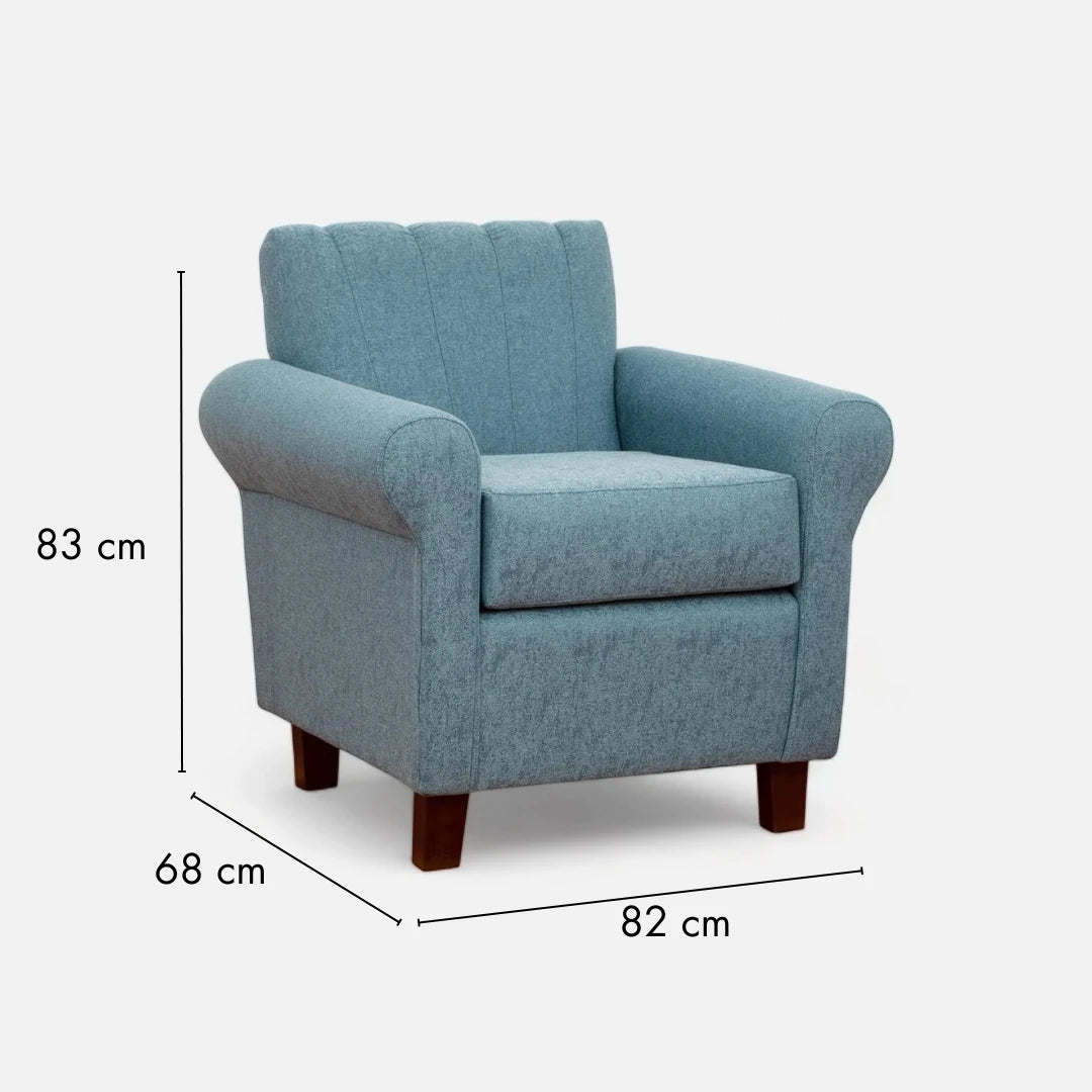 Poltrona Lucy - Tela Lino Sidelli Azul Claro