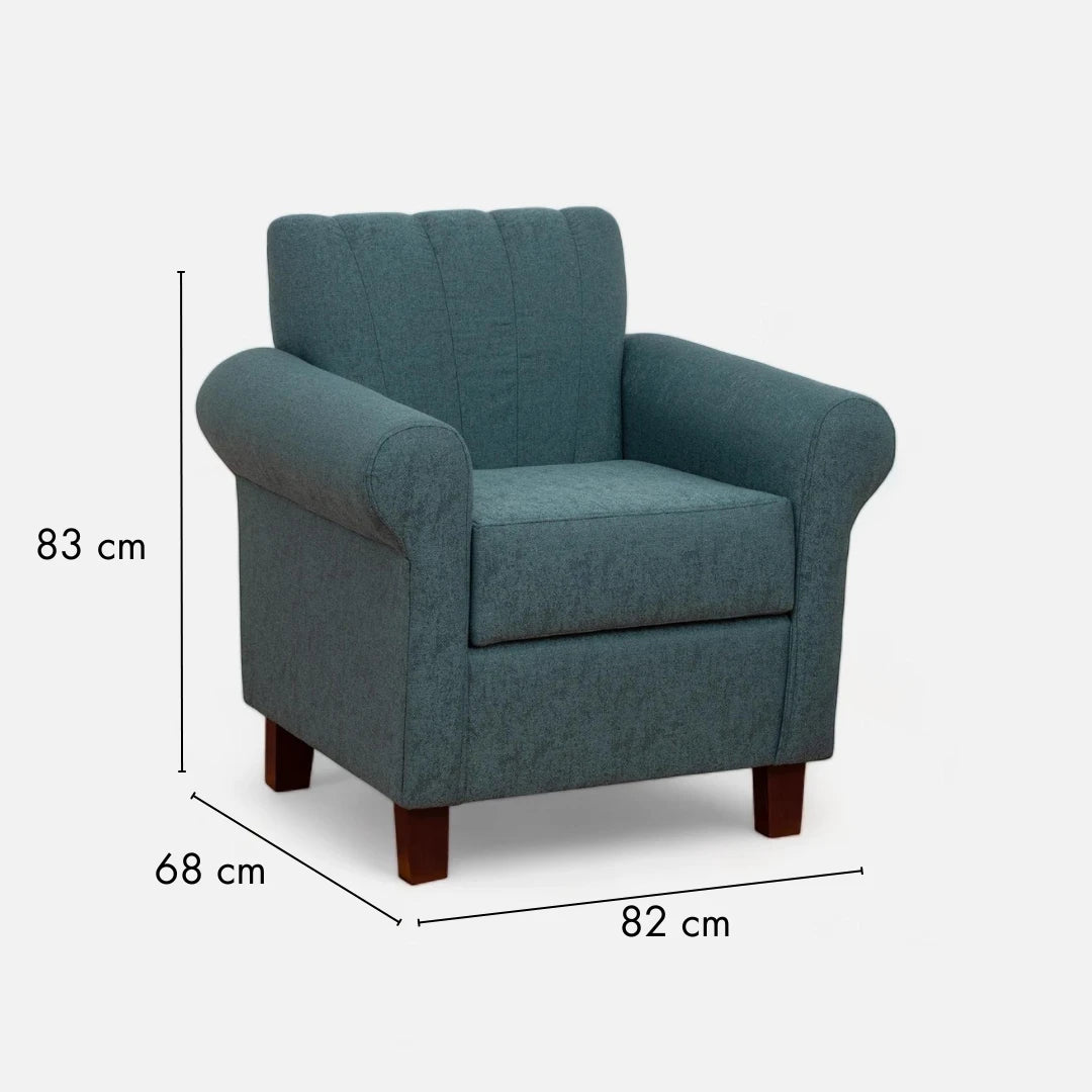 Poltrona Lucy - Tela Lino Sidelli Azul Petróleo