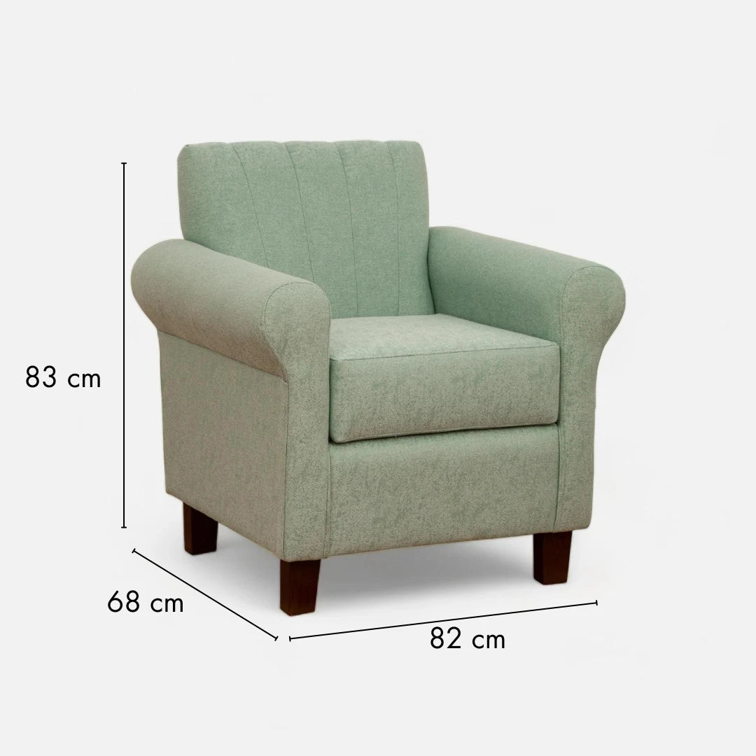 Poltrona Lucy - Tela Lino Sidelli Verde Agua