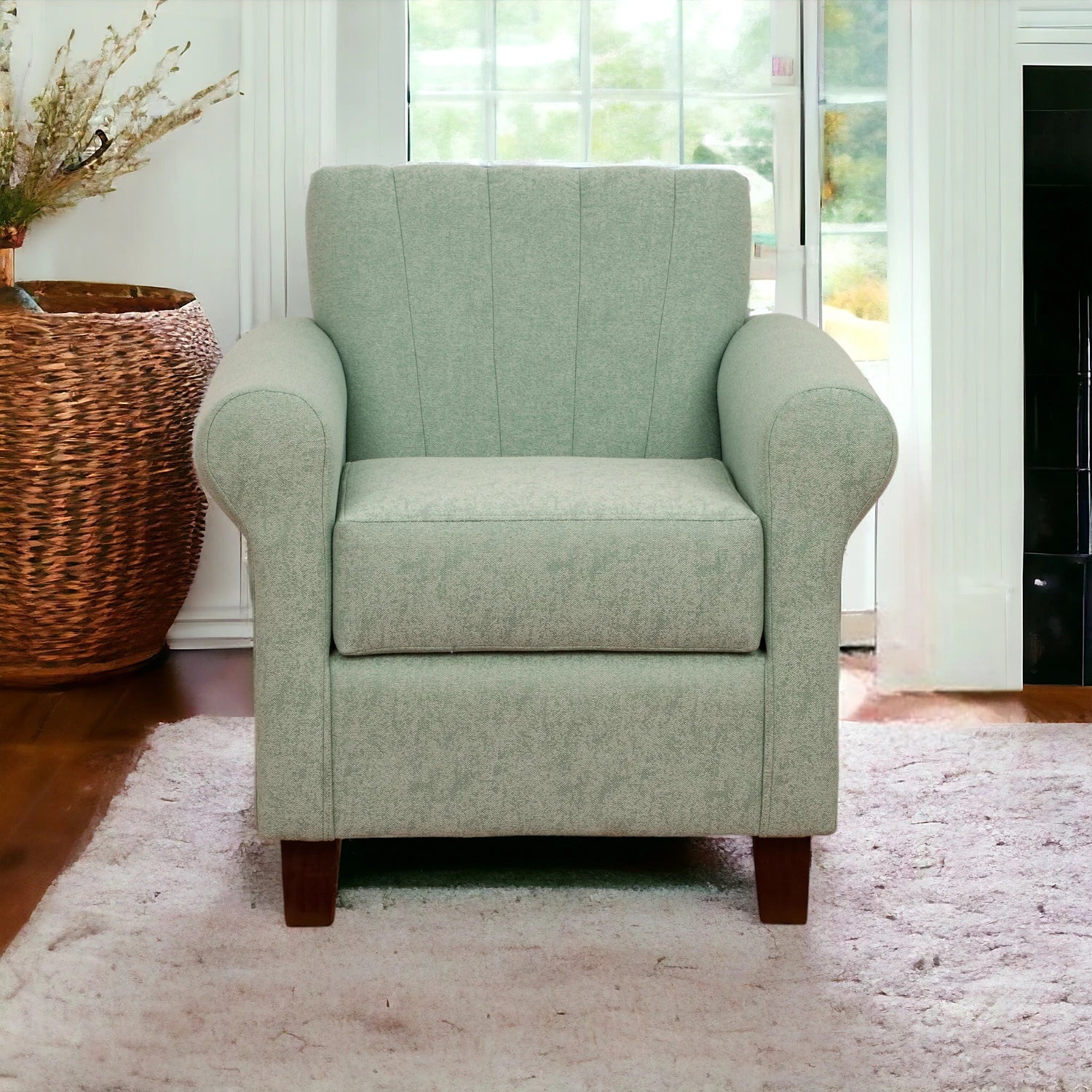 Poltrona Lucy - Tela Lino Sidelli Verde Agua