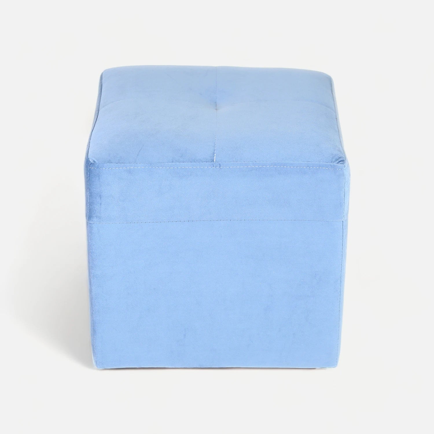 Pouf Cubo - Tela Felpa Azul Petróleo