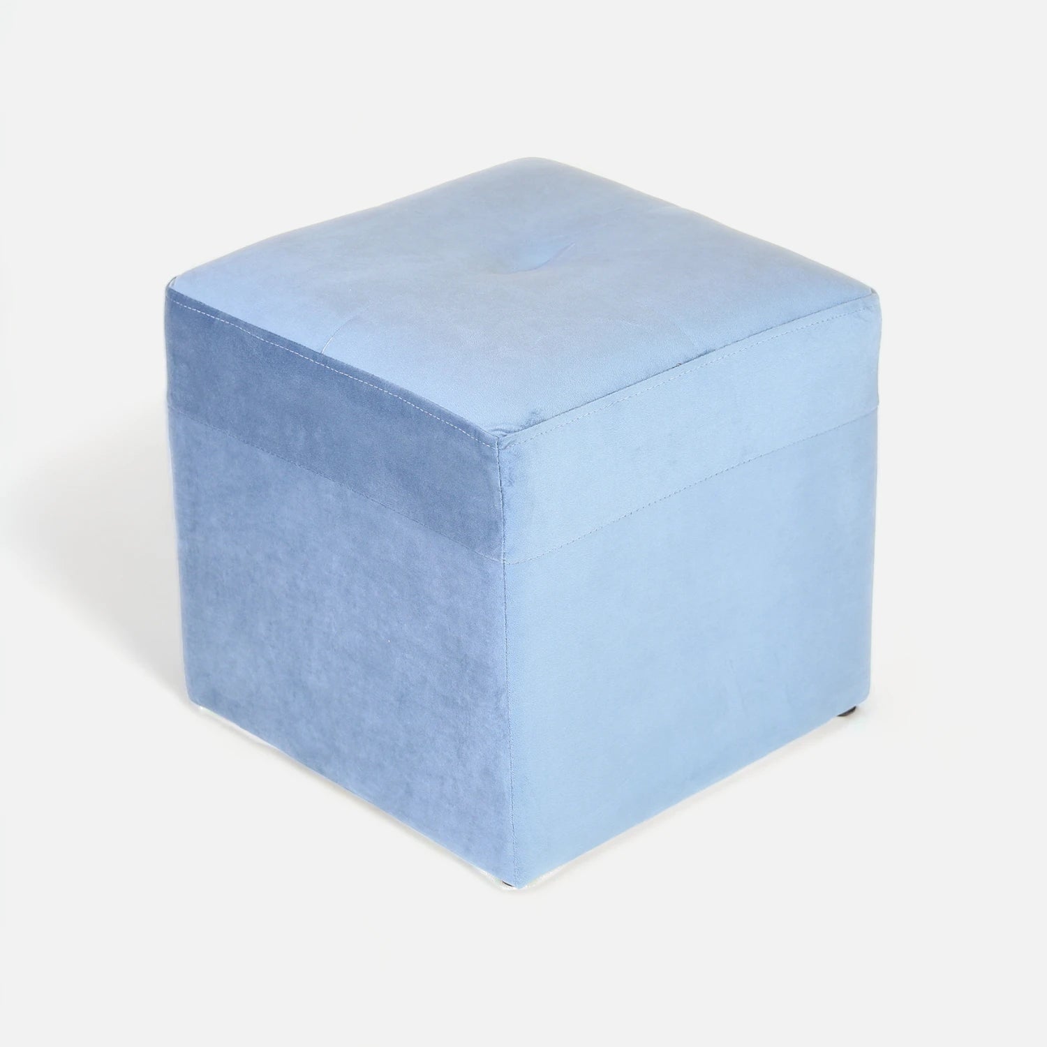 Pouf Cubo - Tela Felpa Azul Petróleo