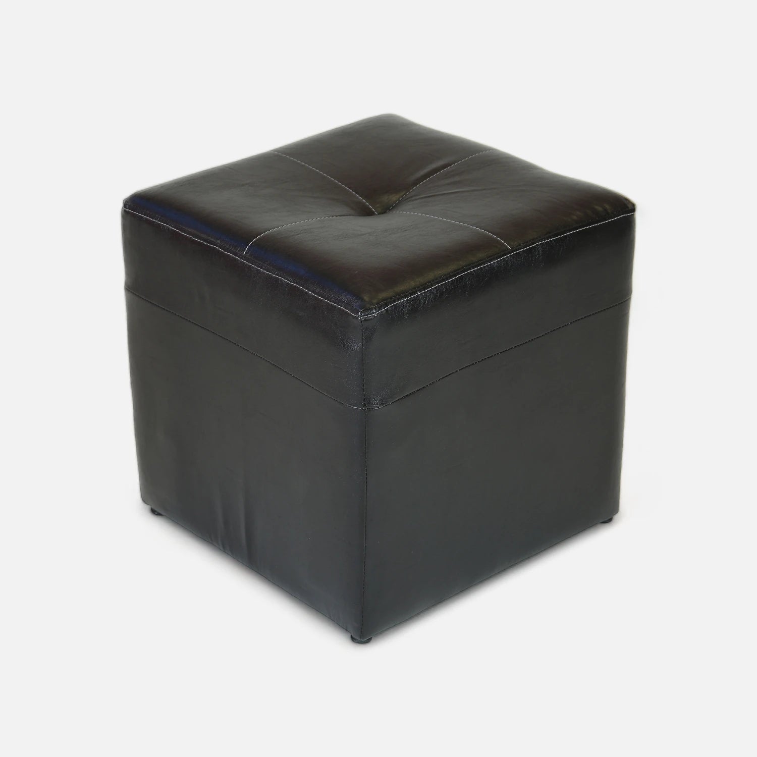 Pouf Cubo - Cuero Sintético PU Negro