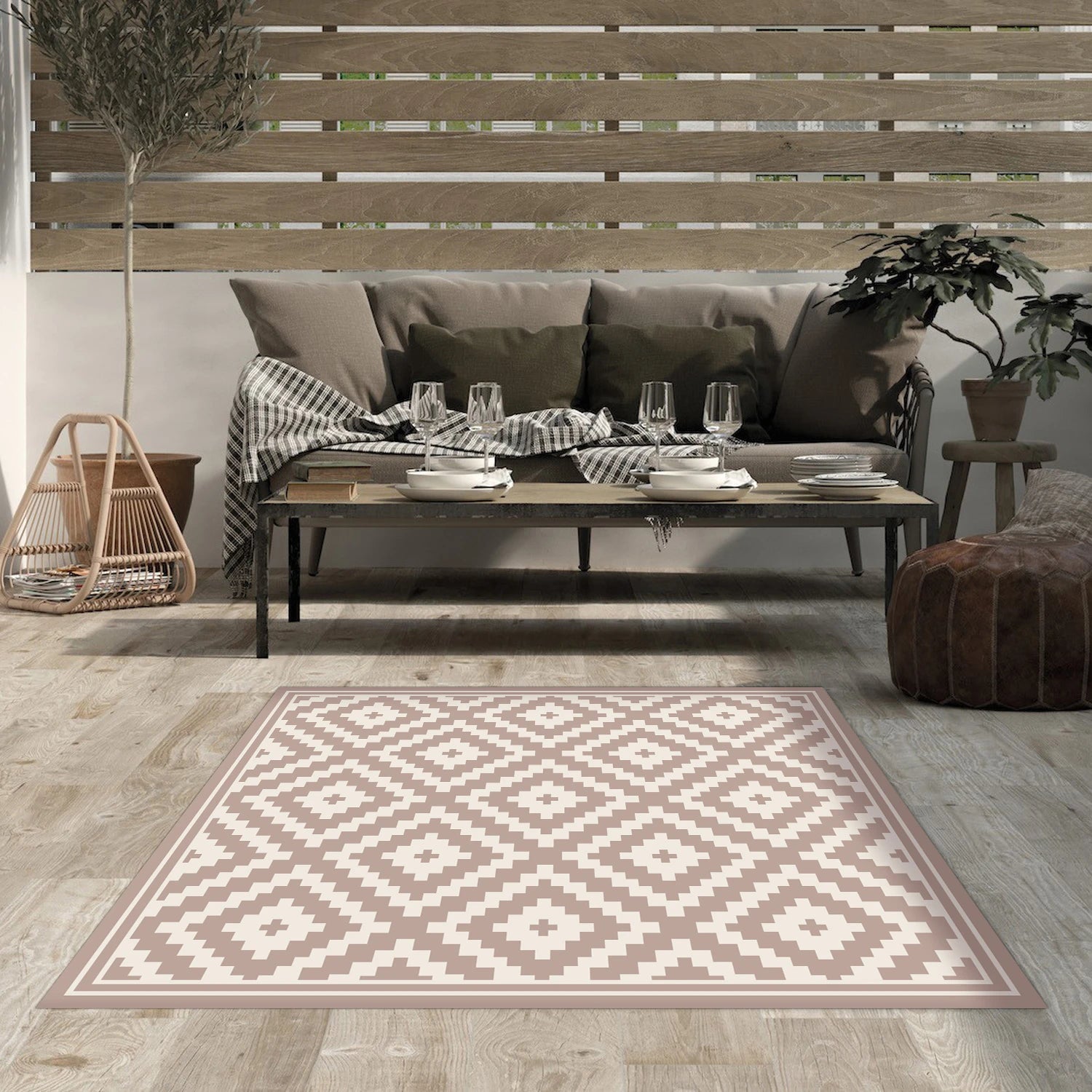 Alfombra Rombos Rosa