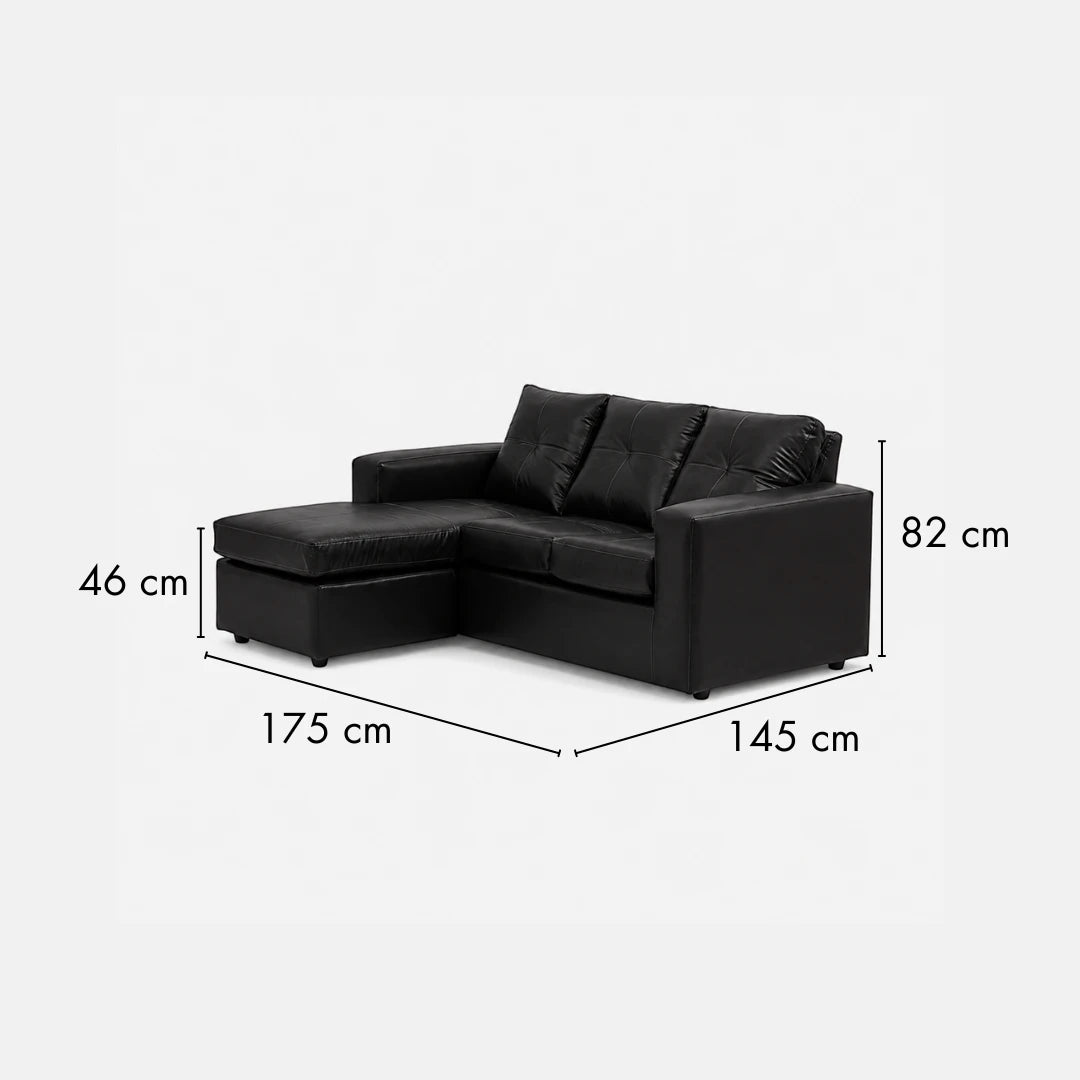 Seccional Emilia - Cuero Sintético Pu Negro