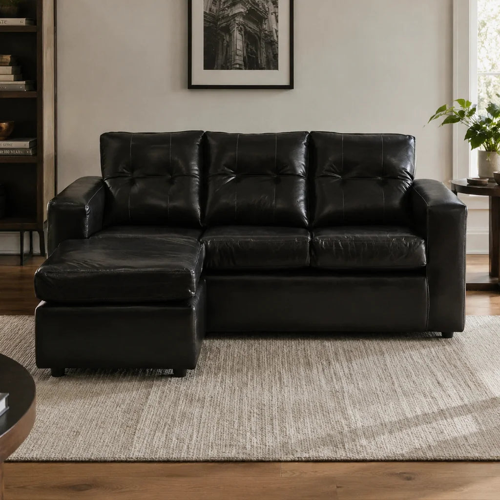 Seccional Emilia - Cuero Sintético Pu Negro
