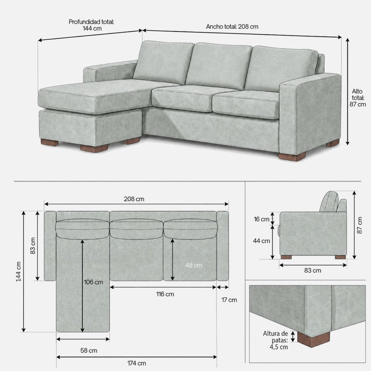 Comodidad del seccional Magic Auris | mueblesamerica.cl