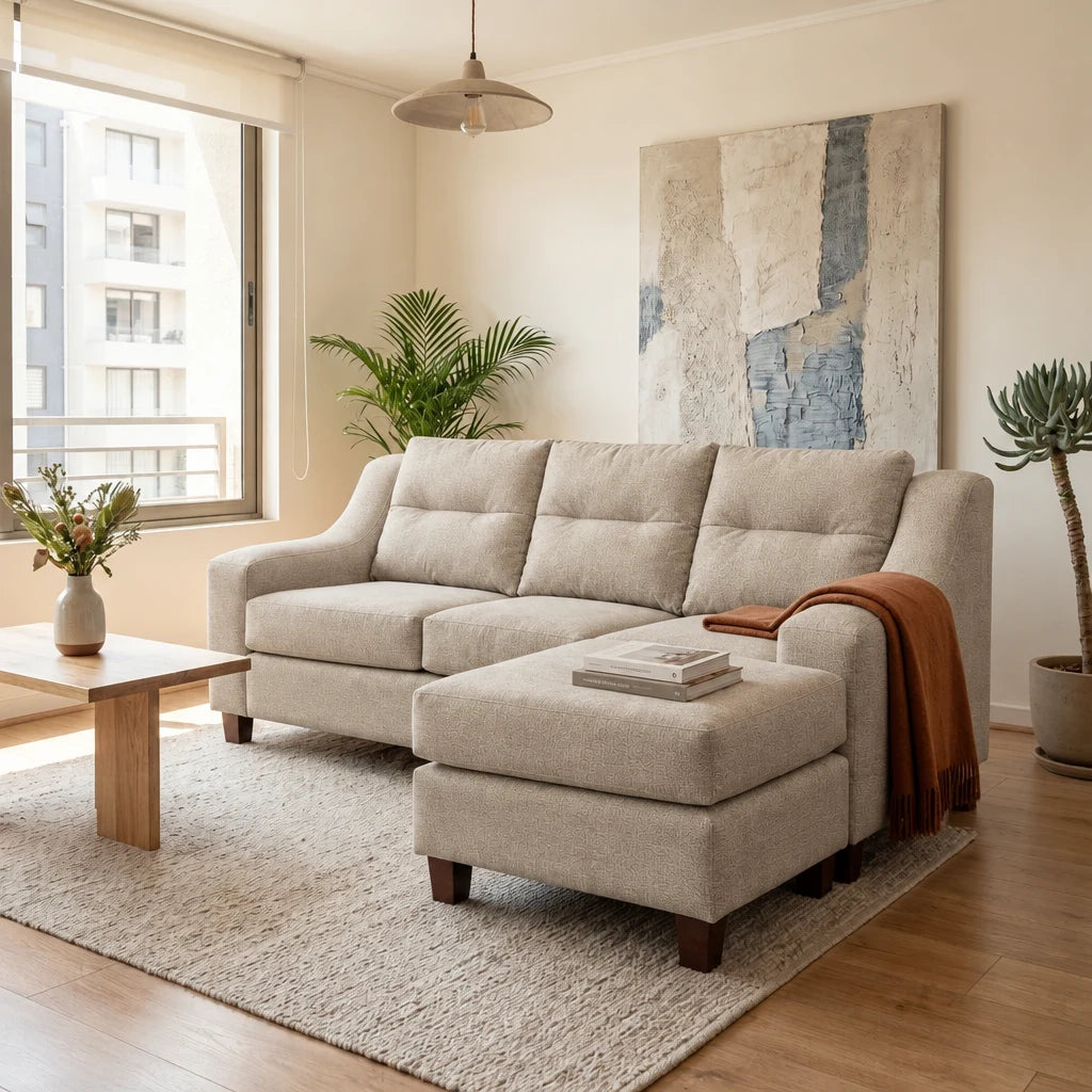 Seccional Martina - Tela Lino Finesse Beige en ambiente