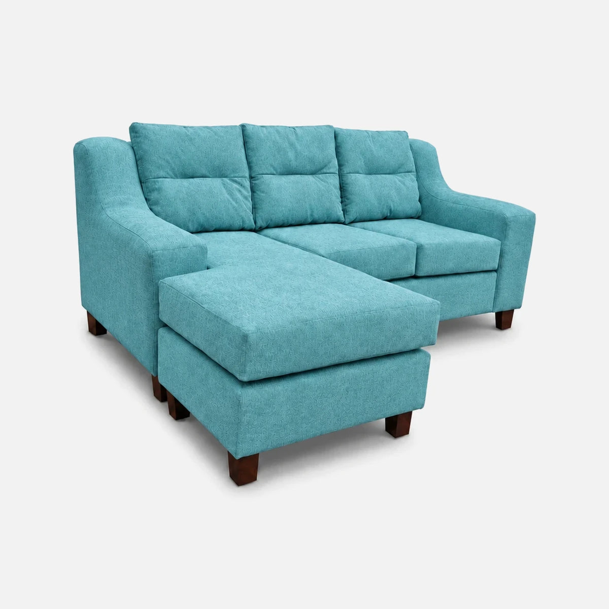 Seccional Martina - Tela Lino Finesse Verde Agua, perspectiva con chaise longue