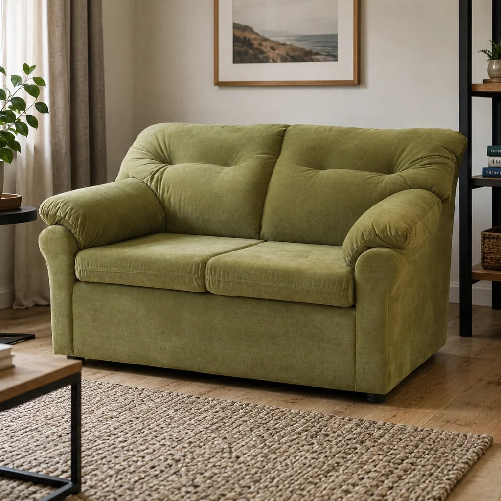 Sofá 2 Cuerpos Felpa Verde Musgo – Modelo América
