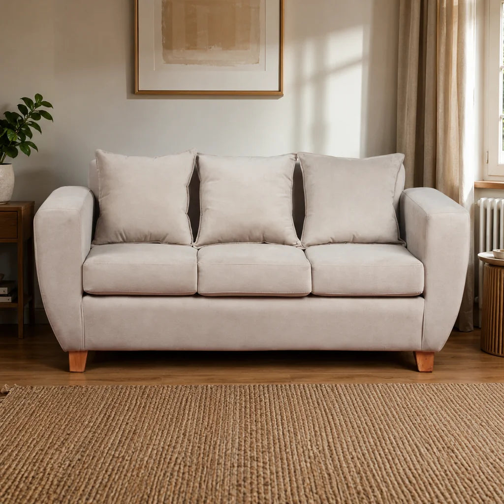 Sofá 3 Cuerpos Felpa Beige – Modelo Florencia
