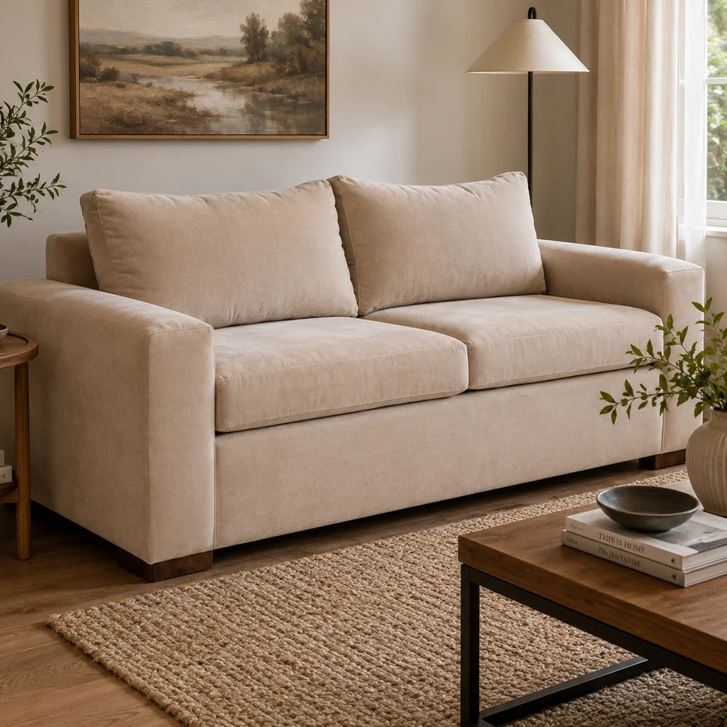 Sofá 3 Cuerpos Felpa Beige – Modelo Neo