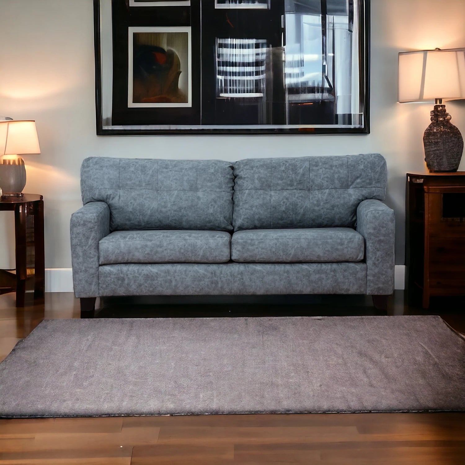 Sofá Berlín en cuero sintético gris | mueblesamerica.cl