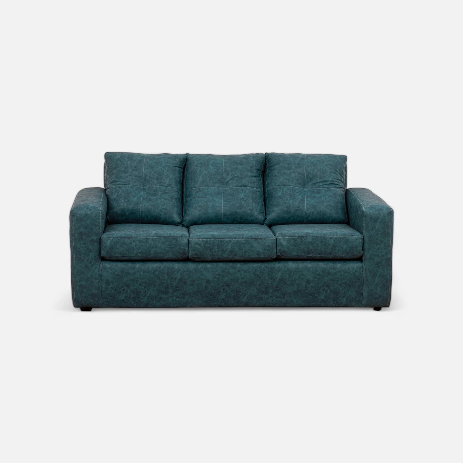 Living Emilia 3 Cuerpos Y 2 Poufs - Cuero Sintético Auris Azul Petróleo