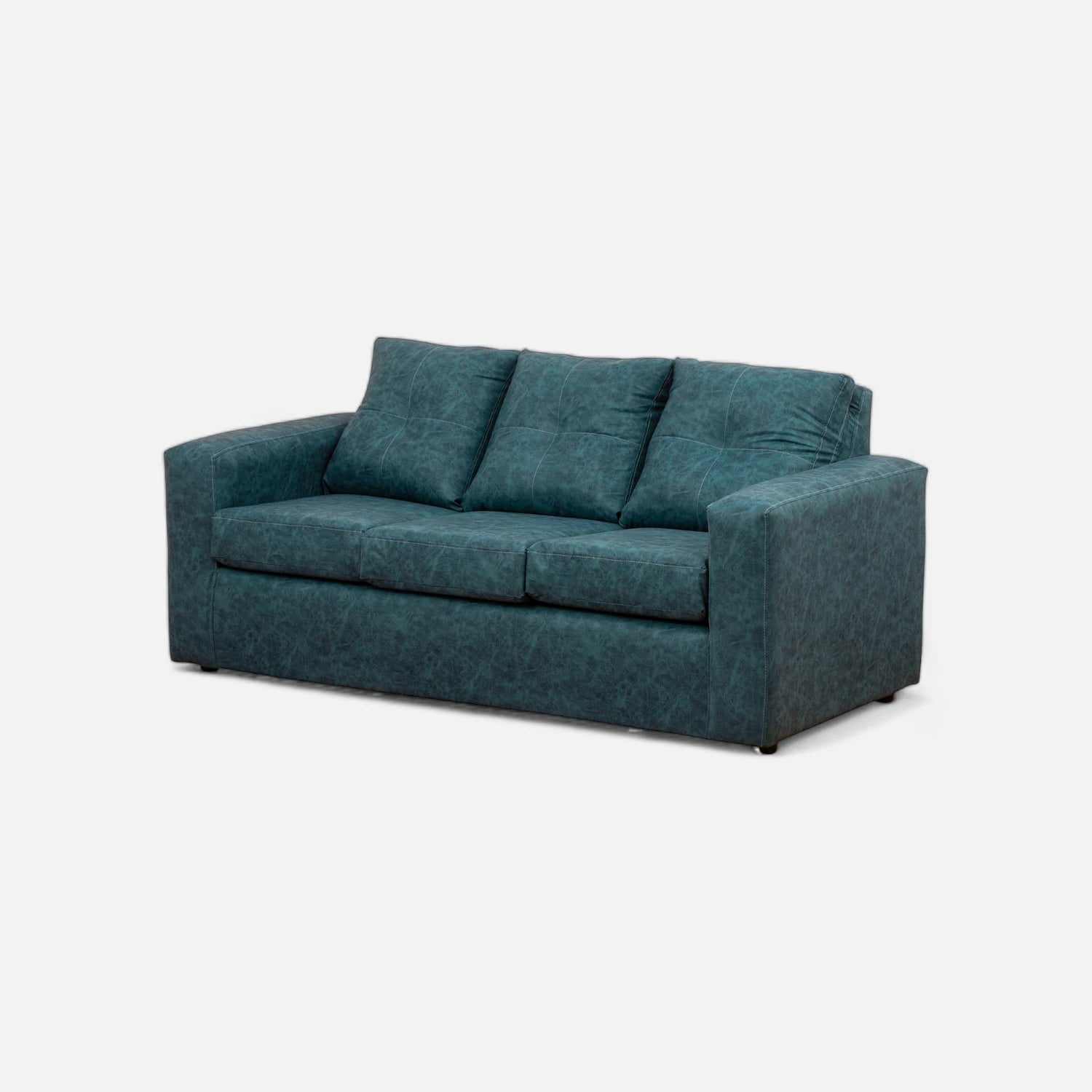 Living Emilia 3 Cuerpos Y 2 Poufs - Cuero Sintético Auris Azul Petróleo