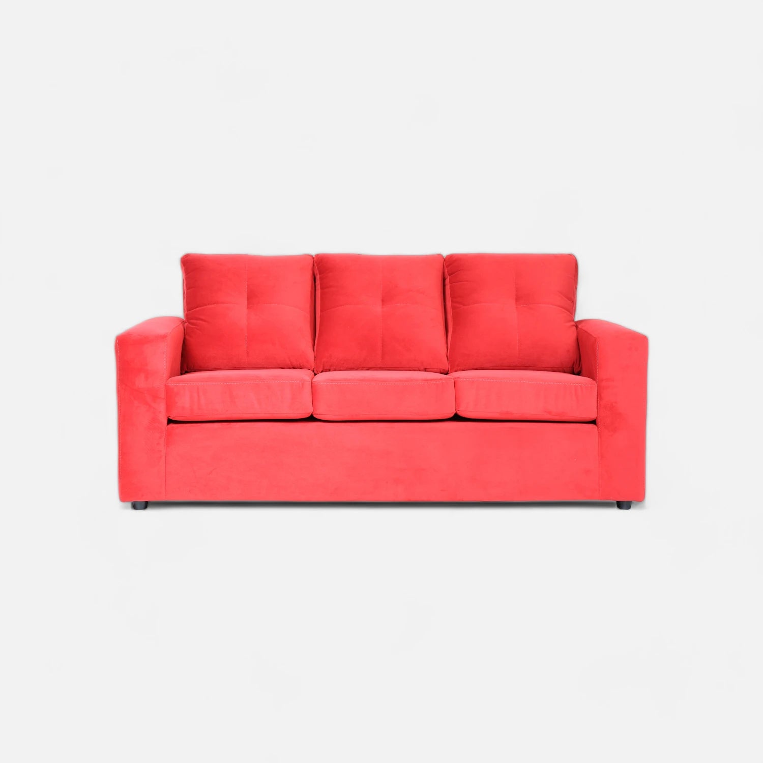 Living Emilia 3 Cuerpos Y 2 Poufs - Tela Felpa Rojo