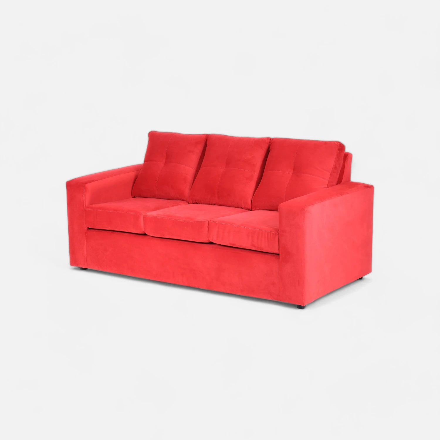 Living Emilia 3 Cuerpos Y 2 Poufs - Tela Felpa Rojo