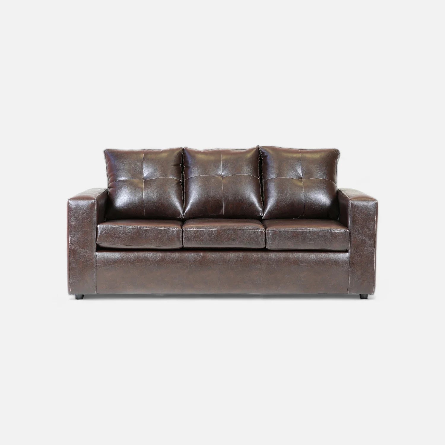 Living Emilia 3 Cuerpos Y 2 Poufs - Cuero Sintético Pu Café Moro