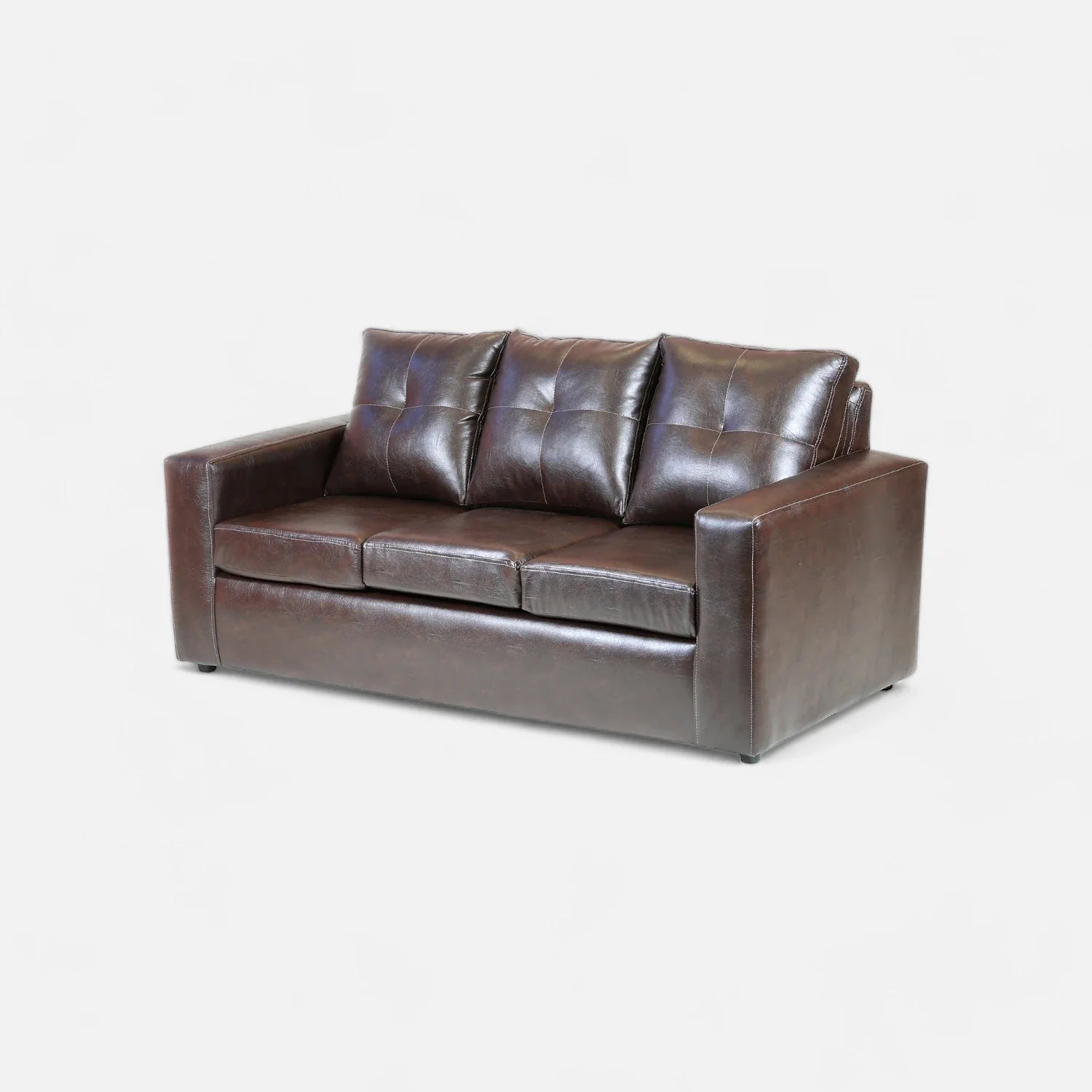 Living Emilia 3 Cuerpos Y 2 Poufs - Cuero Sintético Pu Café Moro